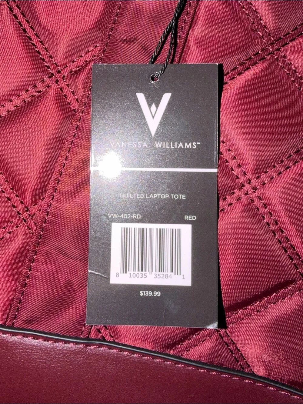 Vanessa Williams Quilted Laptop Tote Bag in Wine Red